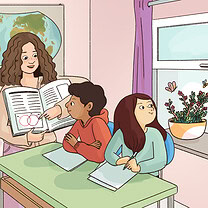 A child is distracted, looking out the window.