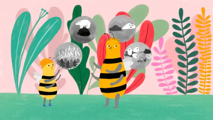 A parent and child bee discuss challenging topics.