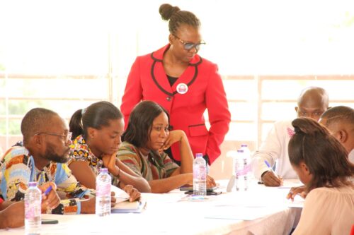 School leaders work together in Ghana.