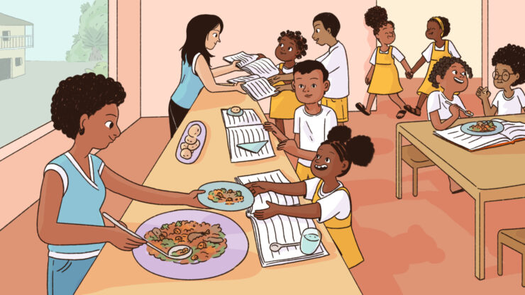 School meals are being provided to children.